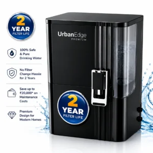 UrbanEdge Premium black RO water purifier with 2 year filter life technology