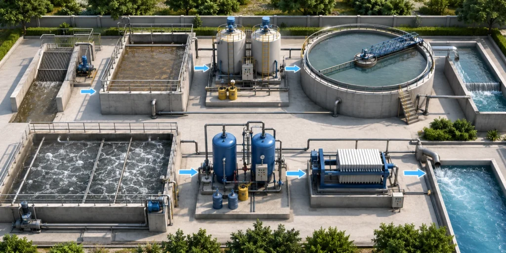 Industrial ETP Plant wastewater treatment process flow system
