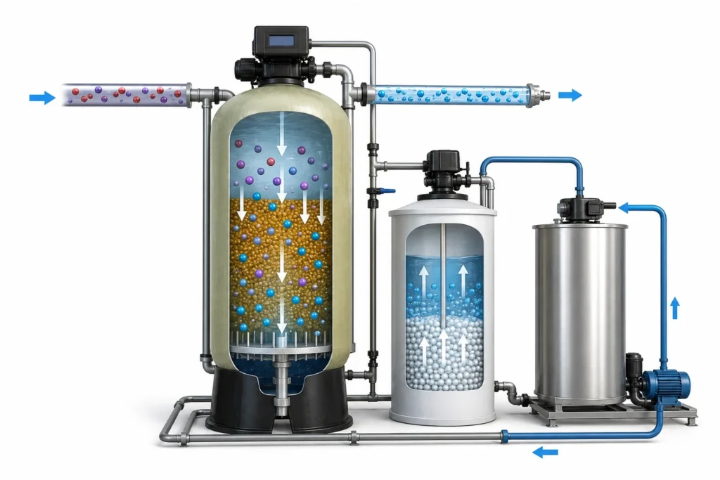Water Softener Plant working process using ion exchange technology